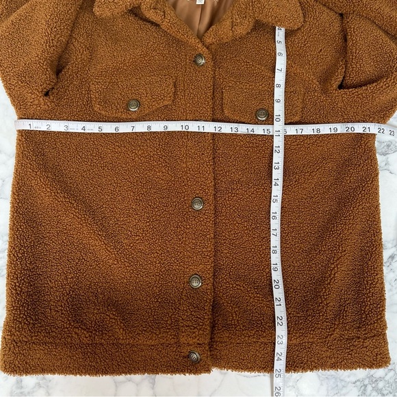 Max Studio Sherpa faux fur teddy jacket brown size medium - Picture 6 of 9